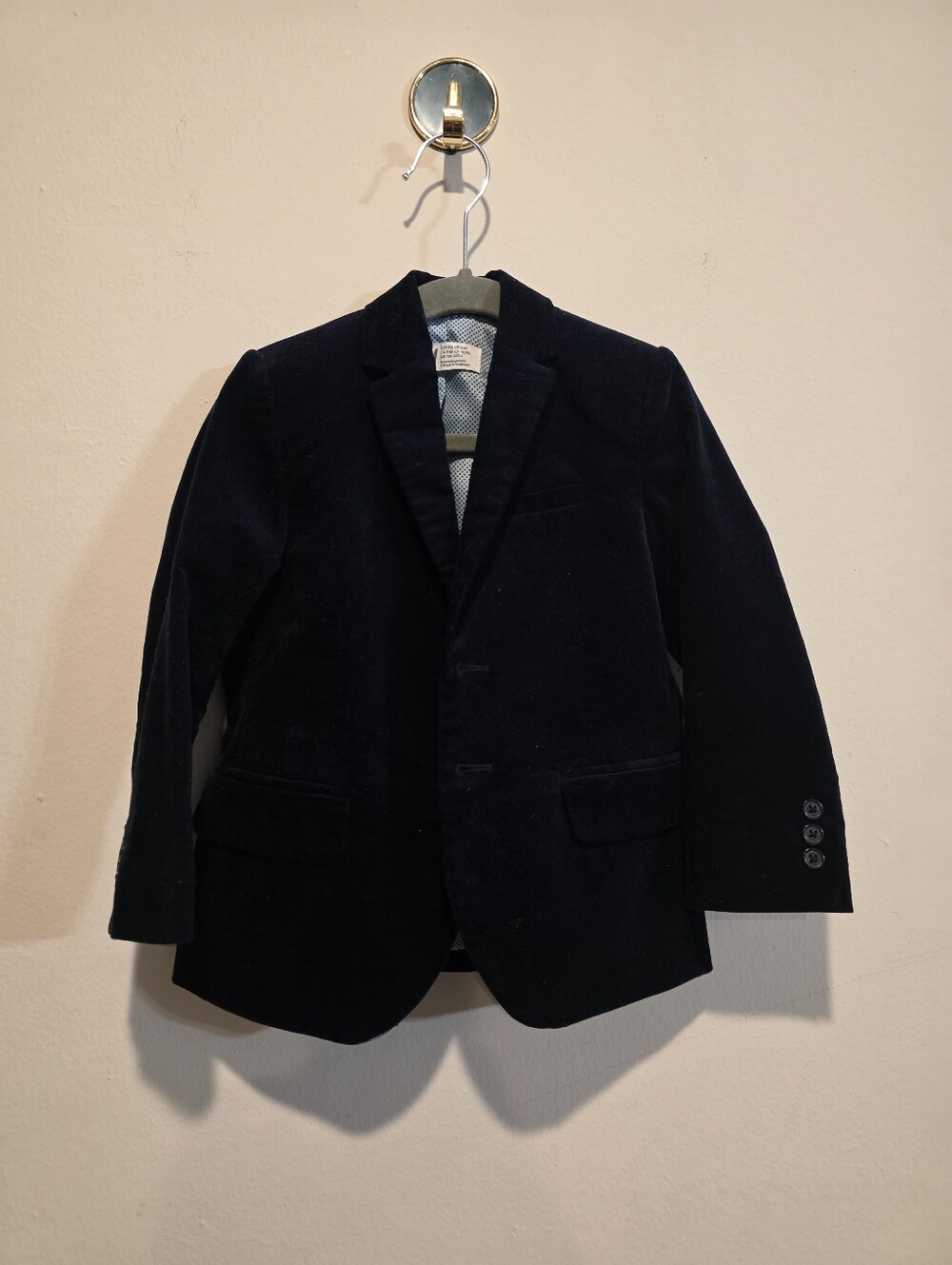 H&M Boys Navy Blue Velvet Blazer Jacket Size 3-4Y (US 3-4T / EUR 104) Holiday